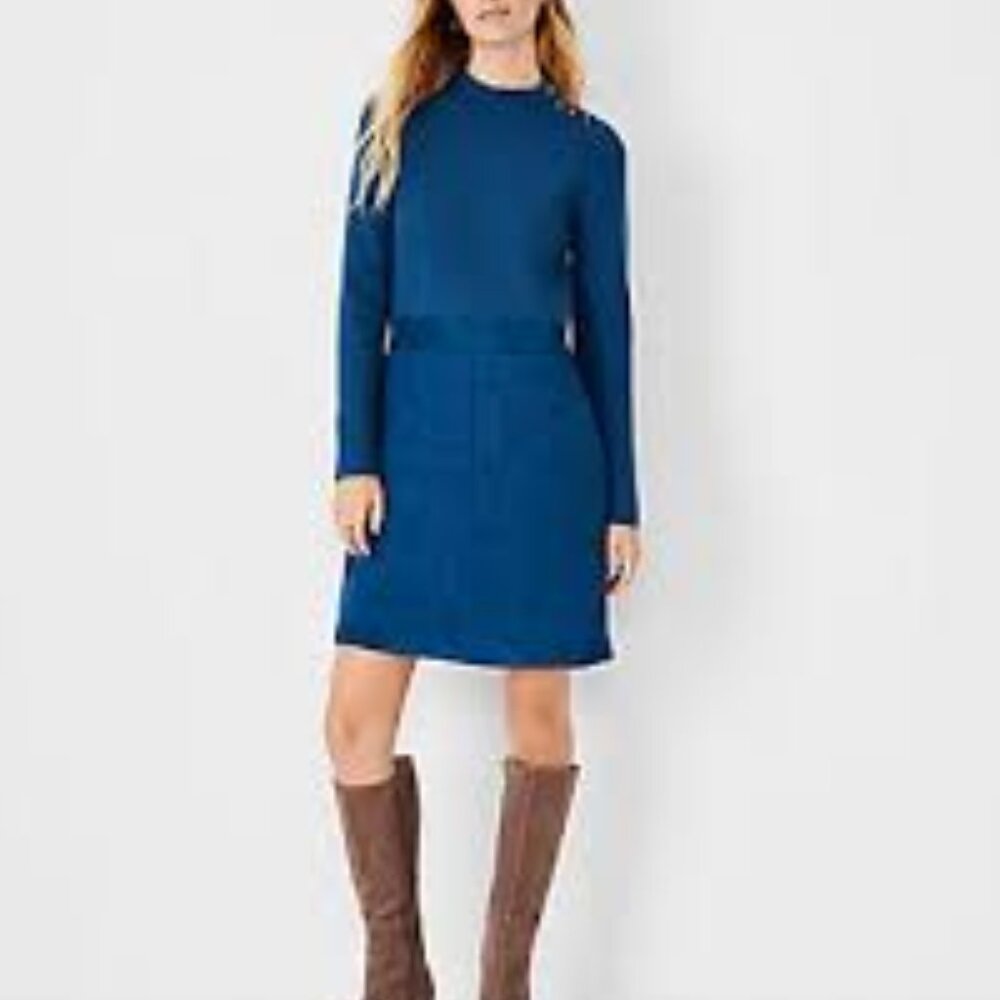 Ann Taylor Teal Long Sleeve Knit Dress